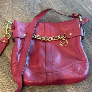 Coach Red Crossbody Bag with Gold Accents